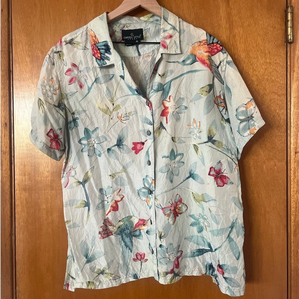 Vintage Carole Little Sport Silk Floral Blouse